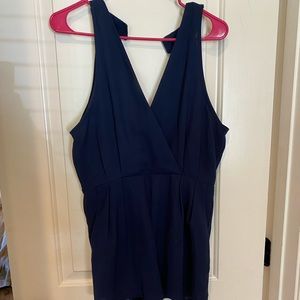 Tobi Navy Deep V Neck Tank Top Romper